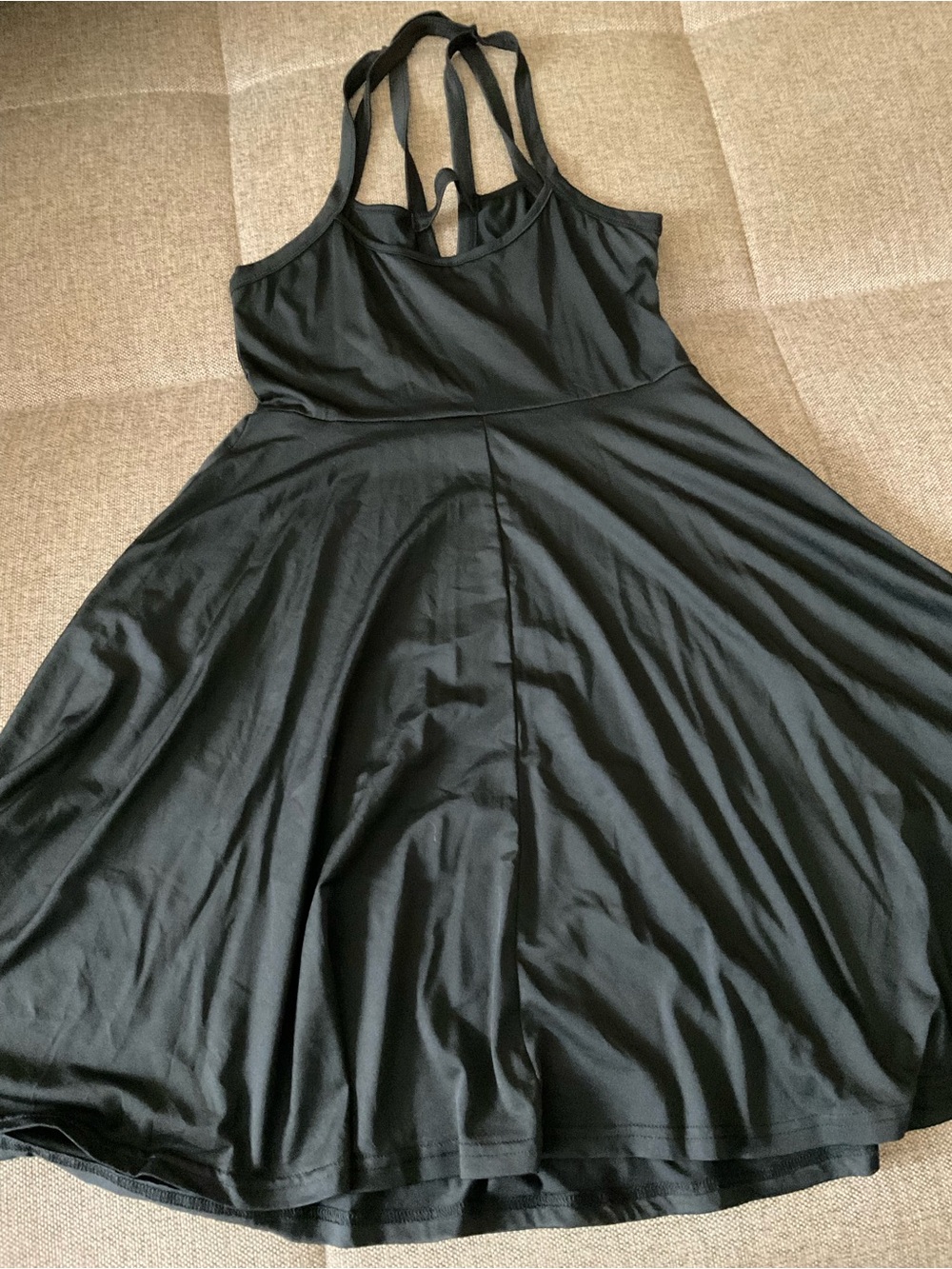 Black Strappy Fit-and-Flare Mini Dress